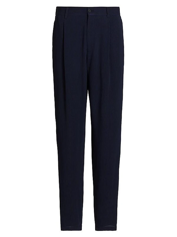 Pinstriped Flat-Front Trousers