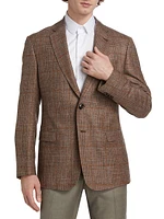 Plaid Wool Two-Button Blazer