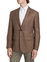 Plaid Wool Two-Button Blazer