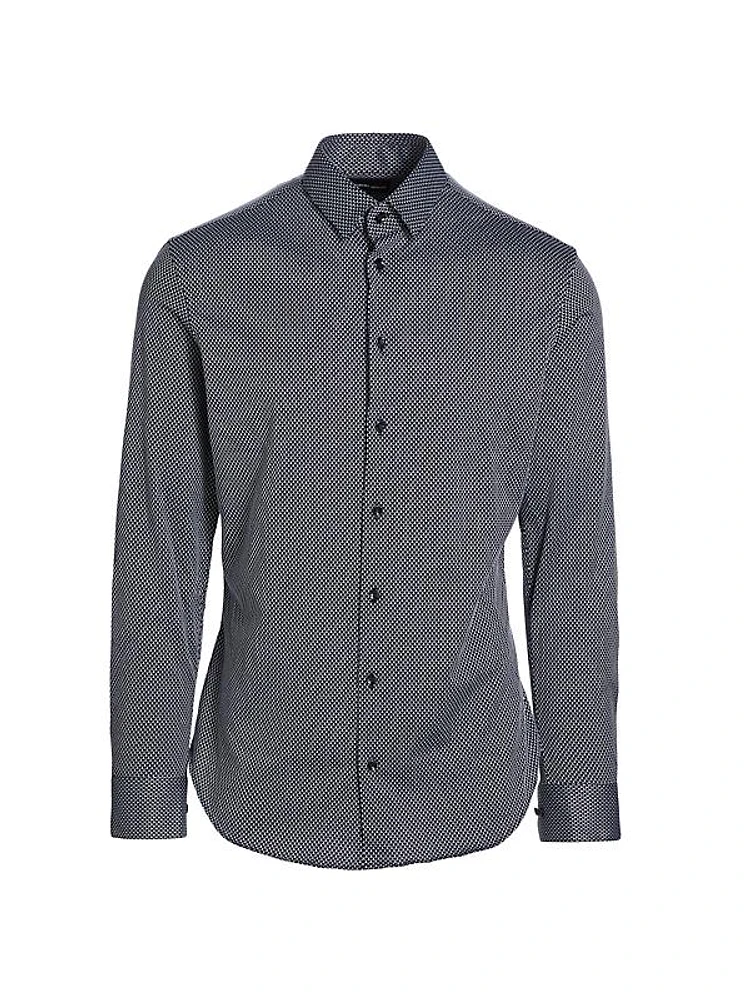 Jacquard Cotton-Blend Button-Front Shirt