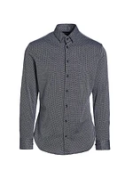 Jacquard Cotton-Blend Button-Front Shirt