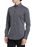 Jacquard Cotton-Blend Button-Front Shirt