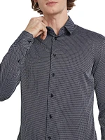 Jacquard Cotton-Blend Button-Front Shirt