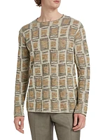 Geometric Jacquard Linen-Blend Sweater