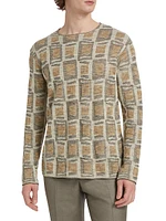 Geometric Jacquard Linen-Blend Sweater