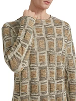 Geometric Jacquard Linen-Blend Sweater