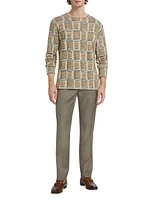 Geometric Jacquard Linen-Blend Sweater