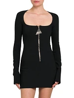 Crepe Zip-Front Minidress