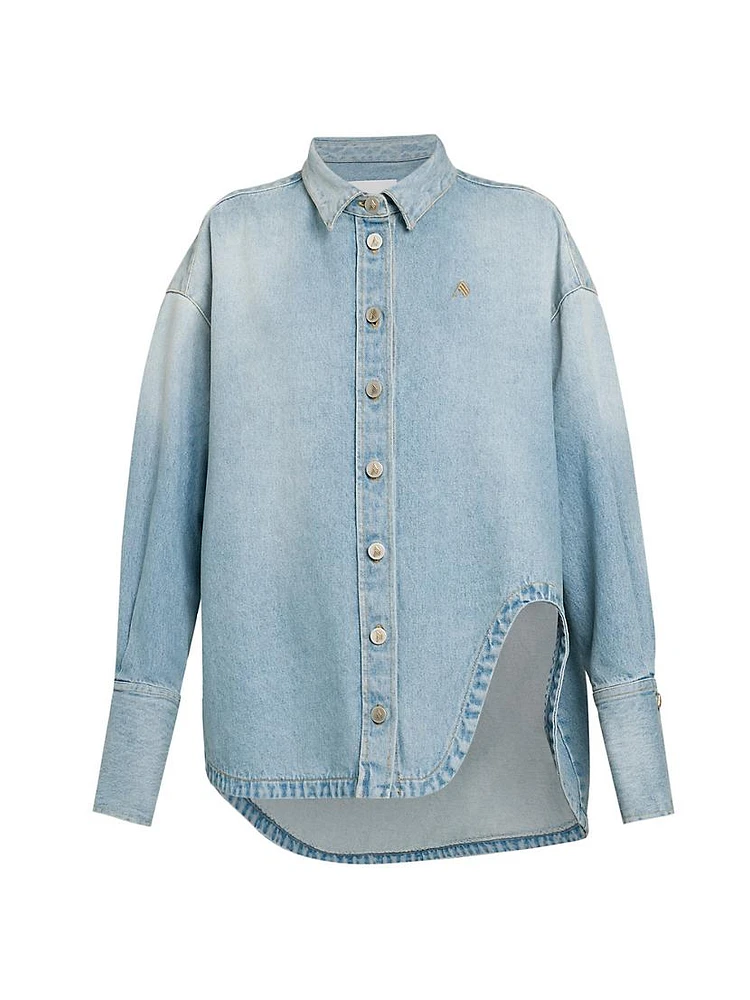 Denim Cutaway Button-Up Shirt