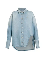 Denim Cutaway Button-Up Shirt