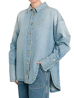 Denim Cutaway Button-Up Shirt