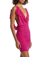 Jersey Draped V-Neck Minidress