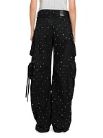 Fern Lunghi Embellished Mid-Rise Wide-Leg Cargo Jeans