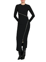 Crepe Wraparound Zip Midi-Dress