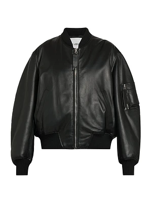 Faux Leather Oversized Bomber Jacket