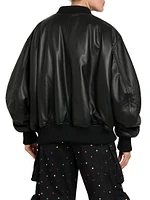 Faux Leather Oversized Bomber Jacket