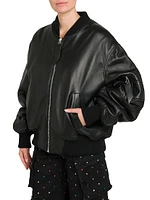 Faux Leather Oversized Bomber Jacket