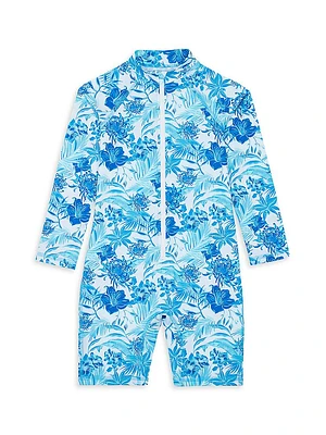 Little Girl's & Tahiti Flowers Jersey One-Piece Swim Wetsuit