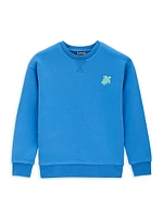 Little Kid's & Turtle-Embroidered Cotton Crewneck Sweatshirt