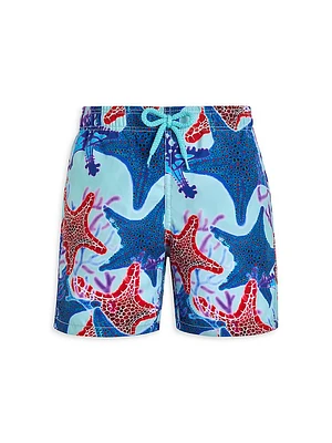 Little Boy's & Glowed Star Print Swim Trunks