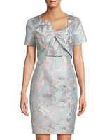 Jacquard Bow Bodice Sheath Dress