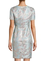 Jacquard Bow Bodice Sheath Dress