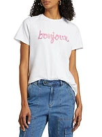 Bonjour Sequin & Cotton T-Shirt