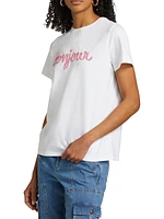 Bonjour Sequin & Cotton T-Shirt