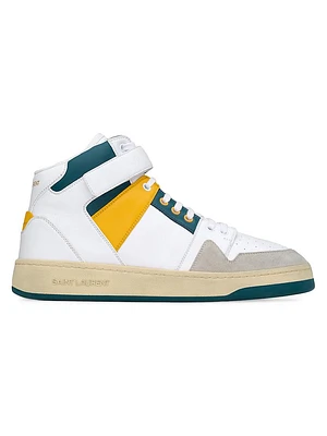 Lax Mid Top Sneakers Smooth Leather and Suede