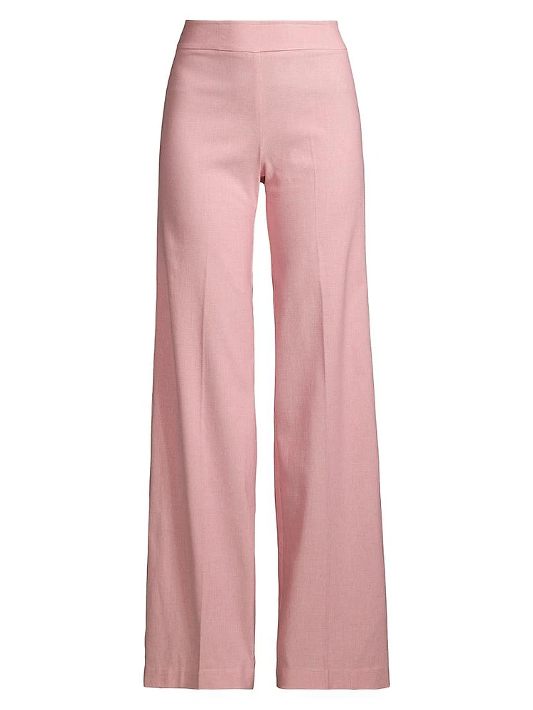 Flavia Wide-Leg Cotton-Blend Pants