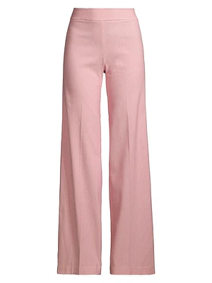 Flavia Wide-Leg Cotton-Blend Pants