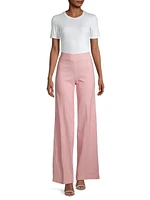 Flavia Wide-Leg Cotton-Blend Pants