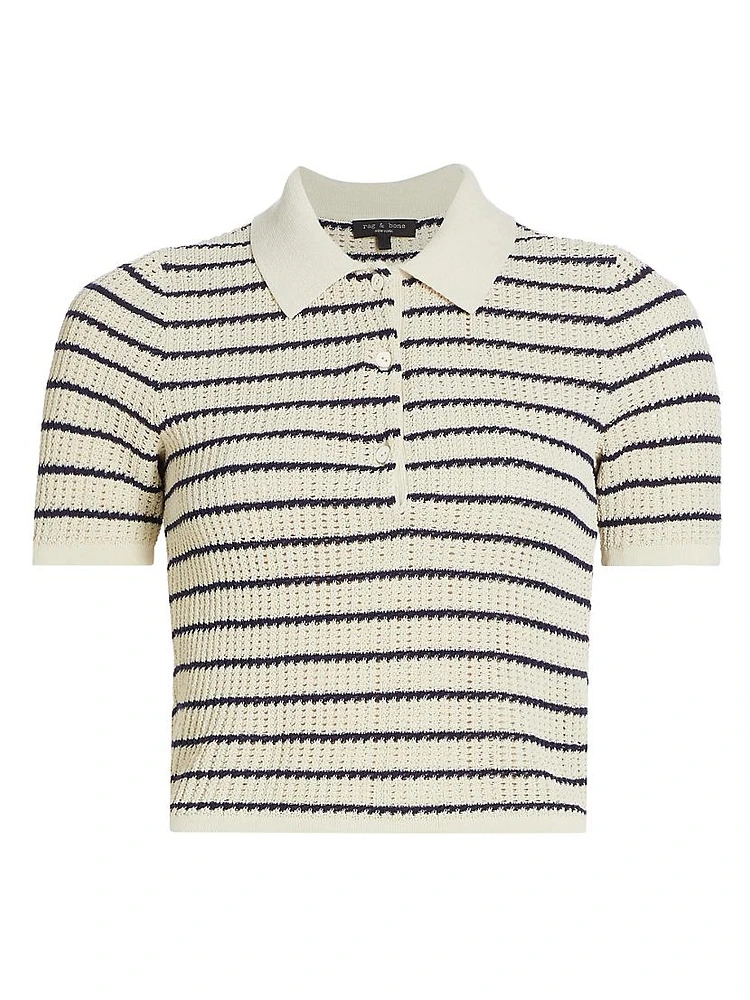 Viola Stripe Crop Polo Shirt