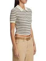 Viola Stripe Crop Polo Shirt