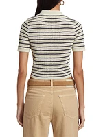 Viola Stripe Crop Polo Shirt