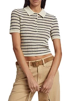 Viola Stripe Crop Polo Shirt