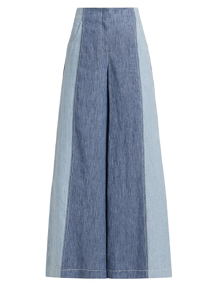 Demie Two-Tone Hemp Wide-Leg Pants