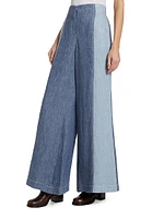 Demie Two-Tone Hemp Wide-Leg Pants