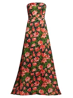 Floral Strapless A-line Gown