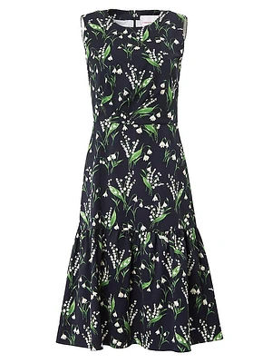 Cabana Floral Crewneck Sleeveless Midi-Dress