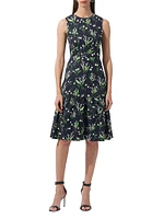 Cabana Floral Crewneck Sleeveless Midi-Dress