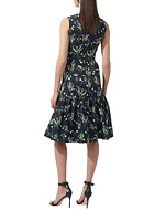 Cabana Floral Crewneck Sleeveless Midi-Dress