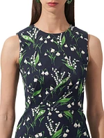 Cabana Floral Crewneck Sleeveless Midi-Dress