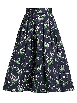 Floral Cotton-Blend Midi-Skirt