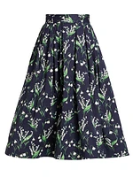 Floral Cotton-Blend Midi-Skirt