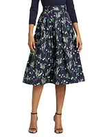 Floral Cotton-Blend Midi-Skirt