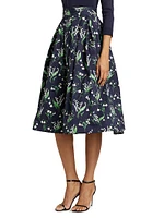 Floral Cotton-Blend Midi-Skirt