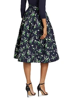 Floral Cotton-Blend Midi-Skirt