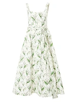 Floral Tie-Waist A-Line Midi-Dress