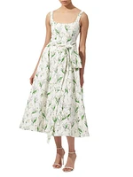 Floral Tie-Waist A-Line Midi-Dress